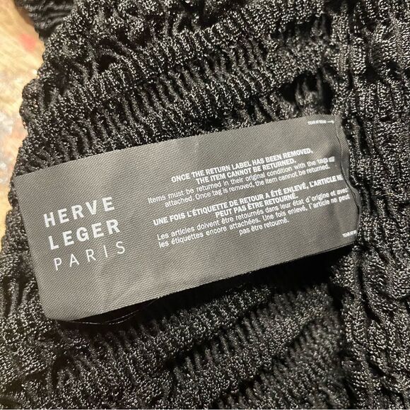 Hervé Léger Puckered Ruffle-Trim Mini Long Sleeve Cocktail Dress L - Picture 7 of 10